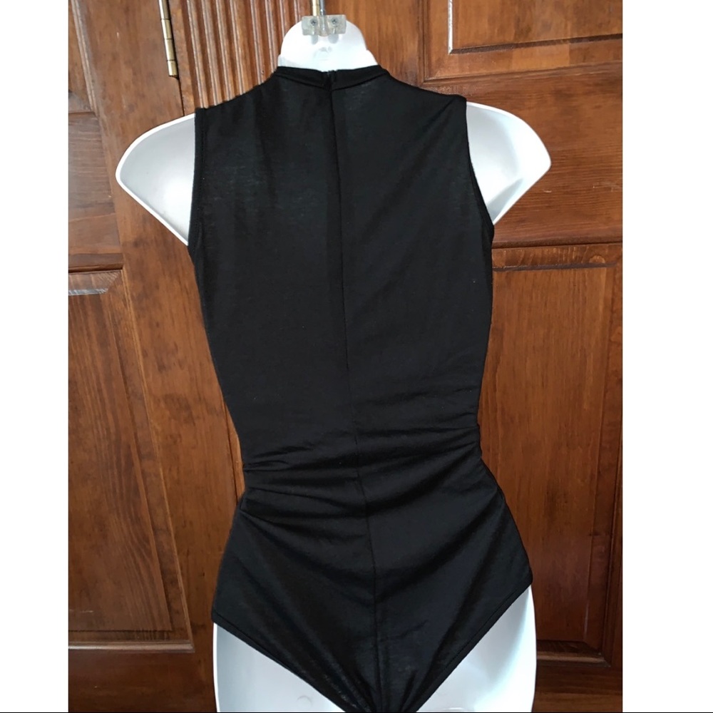 Black mock neck sexy bodysuit